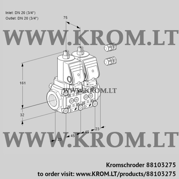 Kromschroder VCS 1E20R/20R05NNWSR3/PPPP/PPPP, 88103275 double solenoid valve, 88103275