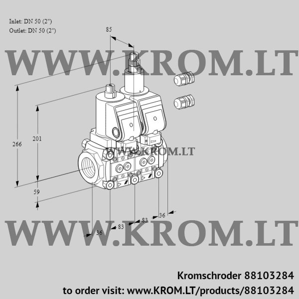 Kromschroder VCS 3E50R/50R05NLWSR3/PPPP/PPPP, 88103284 double solenoid valve, 88103284