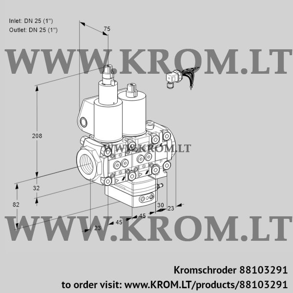 Kromschroder VCH 1E25R/25R05LHEVWL/PPPP/PPPP, 88103291 flow rate regulator, 88103291