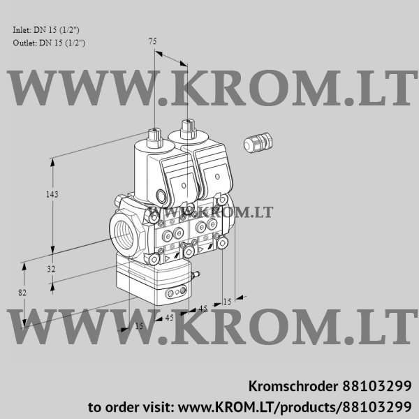 Kromschroder VCD 1E15R/15R05D-100NQR/PPPP/PPPP, 88103299 pressure regulator, 88103299