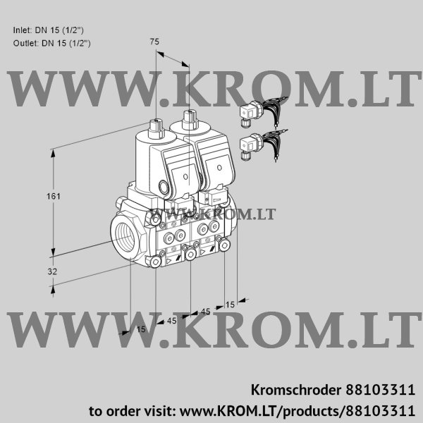 Kromschroder VCS 1E15R/15R05NNWSR8/PPPP/PPPP, 88103311 double solenoid valve, 88103311