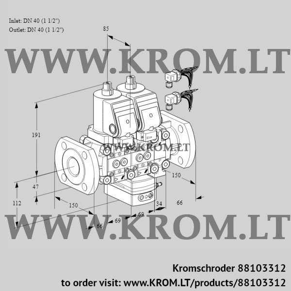 Kromschroder VCH 2E40F/40F05NHEVWSR8/PPPP/PPPP, 88103312 flow rate regulator, 88103312