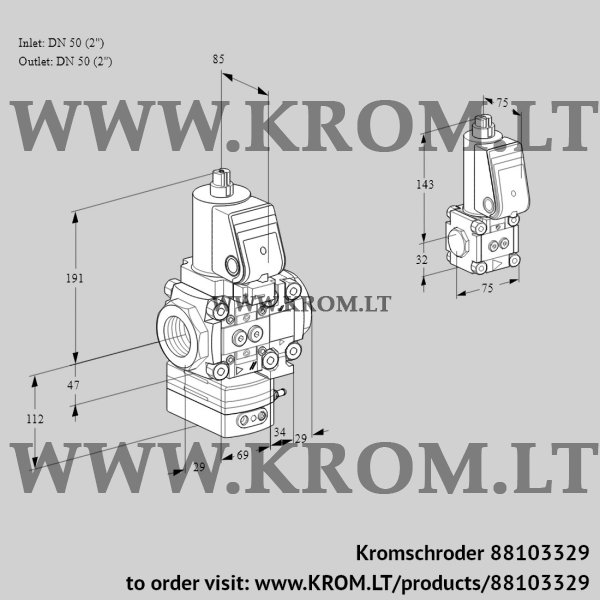 Kromschroder VAG 2T50N/50N05GAVQSR/PP/ZS, 88103329 air/gas ratio control, 88103329