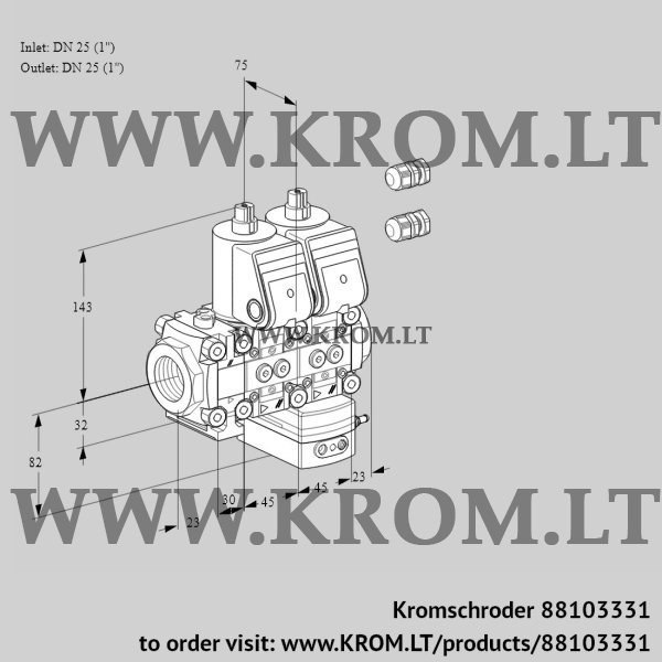 Kromschroder VCD 1E25R/25R05F3ND-25WR3/PPPP/PPPP, 88103331 pressure regulator, 88103331