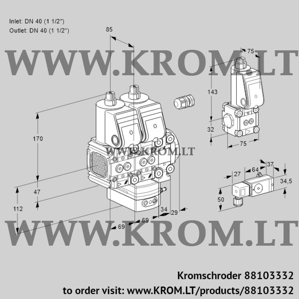 Kromschroder VCG 2E40R/40R05FNGEVWR/2--3/PPBS, 88103332 air/gas ratio control, 88103332