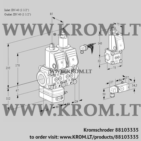 Kromschroder VCD 2E40R/40R05D-50LWR/1-PP/PPBS, 88103335 pressure regulator, 88103335