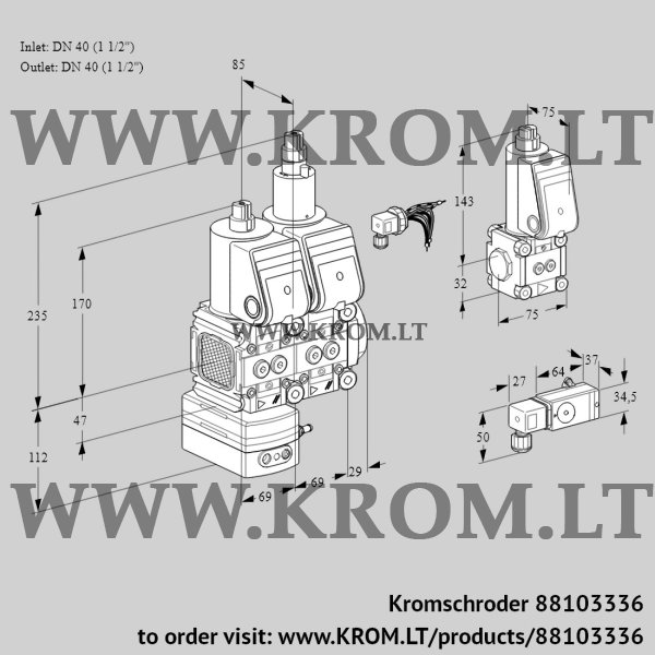 Kromschroder VCD 2E40R/40R05FD-50LWR/1-PP/PPBS, 88103336 pressure regulator, 88103336