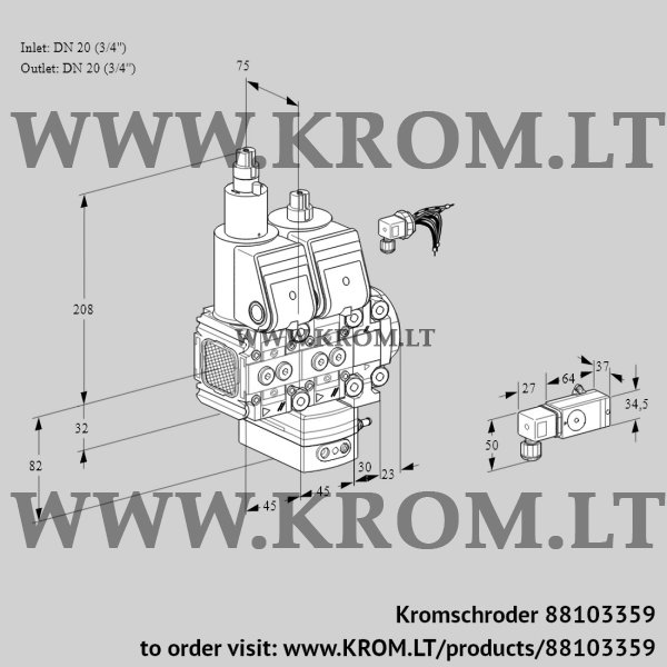 Kromschroder VCG 1E20R/20R05FLGEVWR/3--3/PPPP, 88103359 air/gas ratio control, 88103359