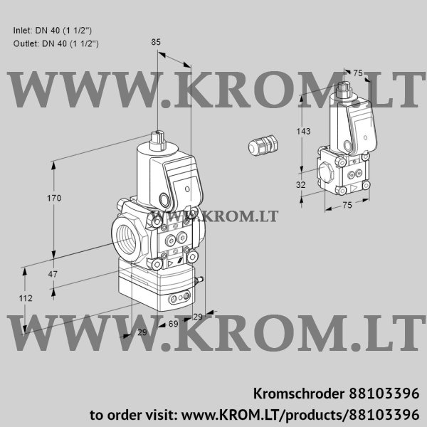 Kromschroder VAG 2E40R/40R05GEWR/PP/BS, 88103396 air/gas ratio control, 88103396