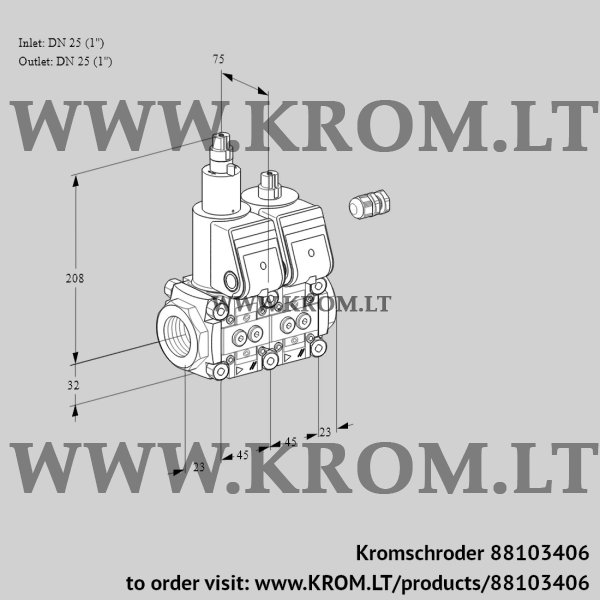 Kromschroder VCS 1E25R/25R05LNWR/PPPP/PPPP, 88103406 double solenoid valve, 88103406