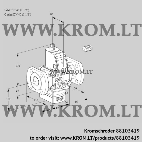 Kromschroder VAH 2E40F/40F05HEVWR/PP/PP, 88103419 flow rate regulator, 88103419