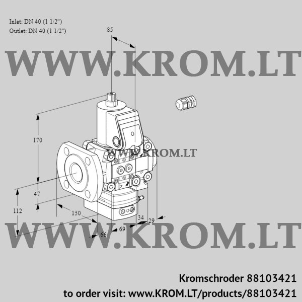 Kromschroder VAH 2E40F/40R05HEVWR/PP/PP, 88103421 flow rate regulator, 88103421