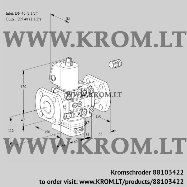 Kromschroder VAH 2E40F/40F05HEVWL/PP/PP, 88103422 flow rate regulator, 88103422