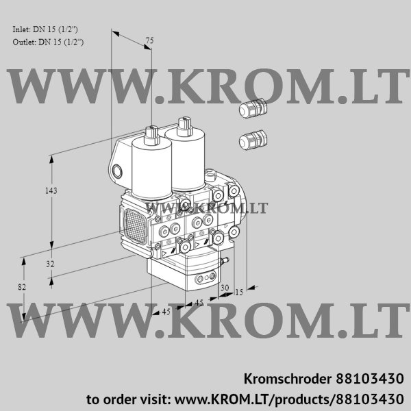 Kromschroder VCD 1E15R/15R05FND-100VWL3/PPPP/PPPP, 88103430 pressure regulator, 88103430