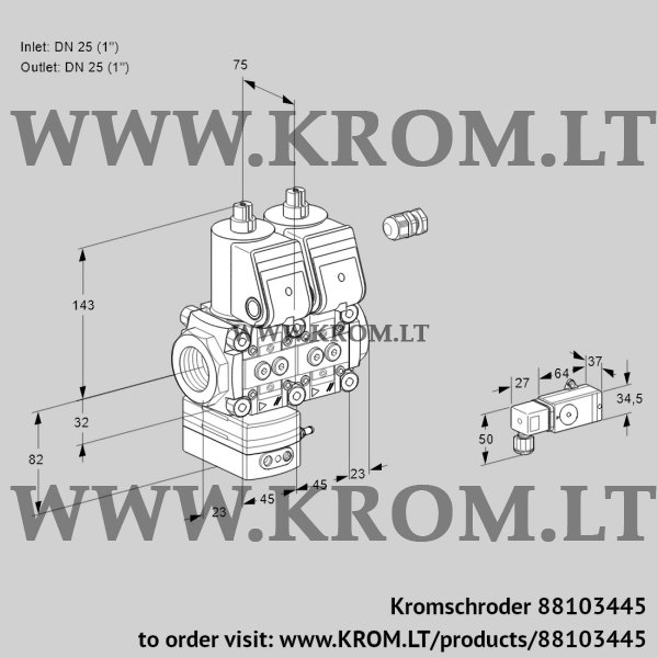 Kromschroder VCG 1E25R/25R05GENKR/2-PP/PPPP, 88103445 air/gas ratio control, 88103445