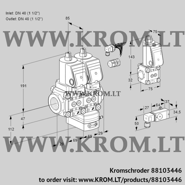 Kromschroder VCG 2E40R/40R05NGEWSR8/2-PP/PPZS, 88103446 air/gas ratio control, 88103446