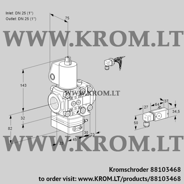 Kromschroder VAD 1E25R/25R05D-25VWL/3-/-3, 88103468 pressure regulator, 88103468