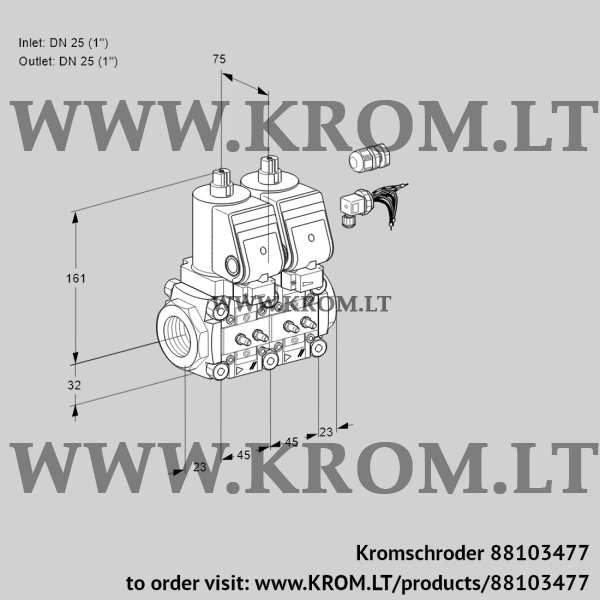 Kromschroder VCS 1E25R/25R05NNWSR8/MMMM/PPPP, 88103477 double solenoid valve, 88103477