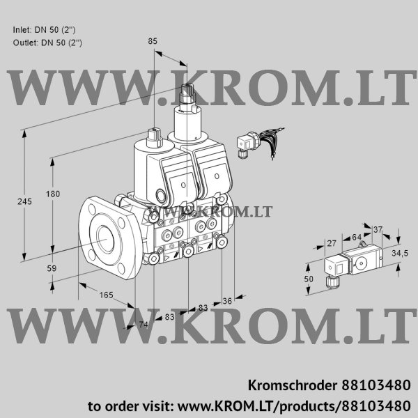 Kromschroder VCS 3E50F/50R05NLWR/3-PP/4-PP, 88103480 double solenoid valve, 88103480