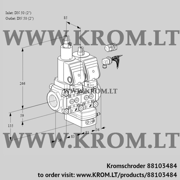 Kromschroder VCH 3E50R/50R05LHEWGR8/PPPP/PPPP, 88103484 flow rate regulator, 88103484