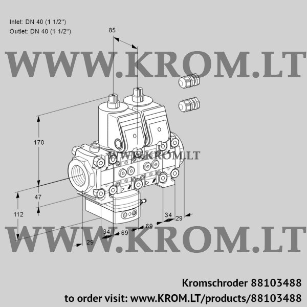 Kromschroder VCG 2E40R/40R05F2GENVWR3/PPPP/PPPP, 88103488 air/gas ratio control, 88103488