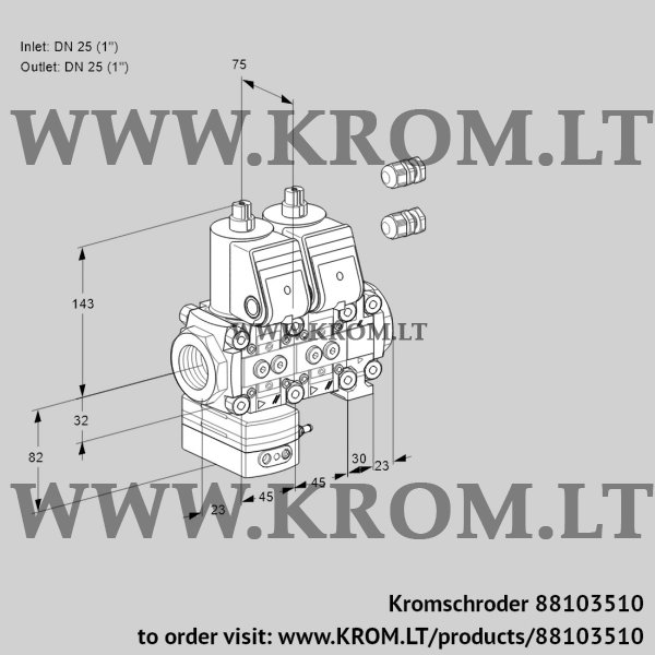 Kromschroder VCG 1E25R/25R05GENVWR3/PPPP/PPPP, 88103510 air/gas ratio control, 88103510