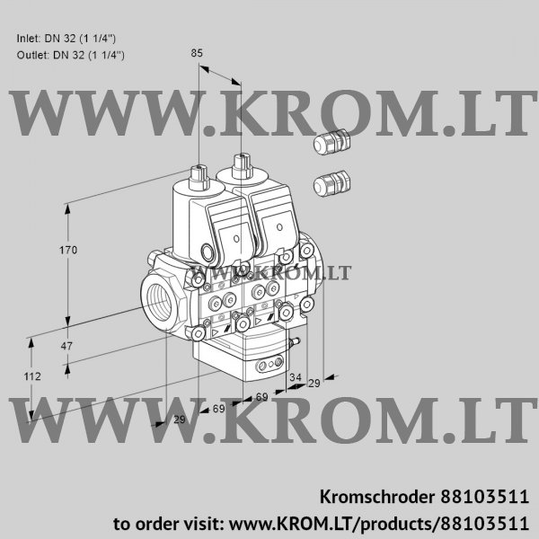 Kromschroder VCG 2E32R/32R05NGEVWR3/PPPP/PPPP, 88103511 air/gas ratio control, 88103511