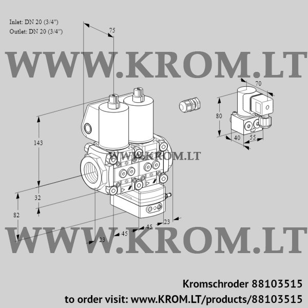 Kromschroder VCG 1E20R/20R05NGEWL/PPBY/PPPP, 88103515 air/gas ratio control, 88103515