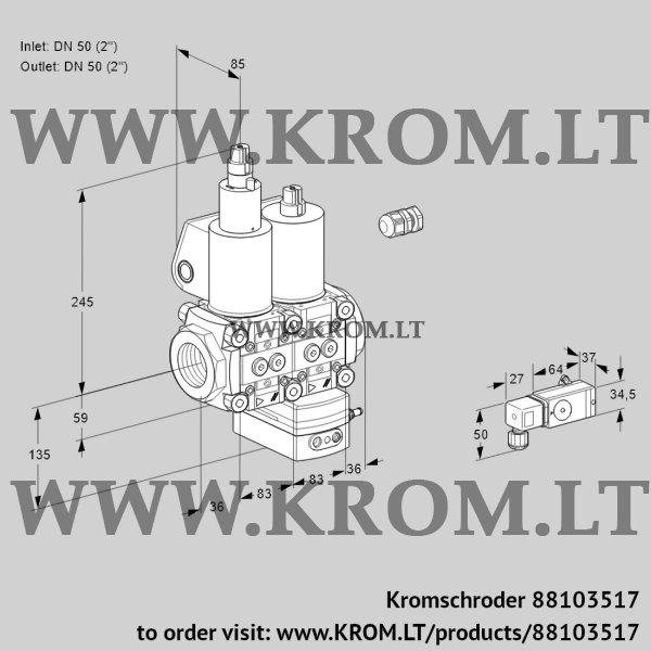 Kromschroder VCD 3E50R/50R05LD-50WL/PP2-/4--3, 88103517 pressure regulator, 88103517