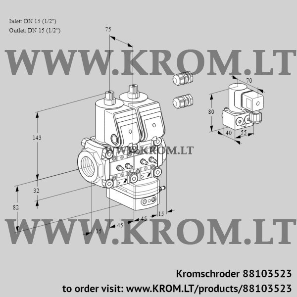 Kromschroder VCG 1E15R/15R05NGEWR3/MMMM/MMBY, 88103523 air/gas ratio control, 88103523