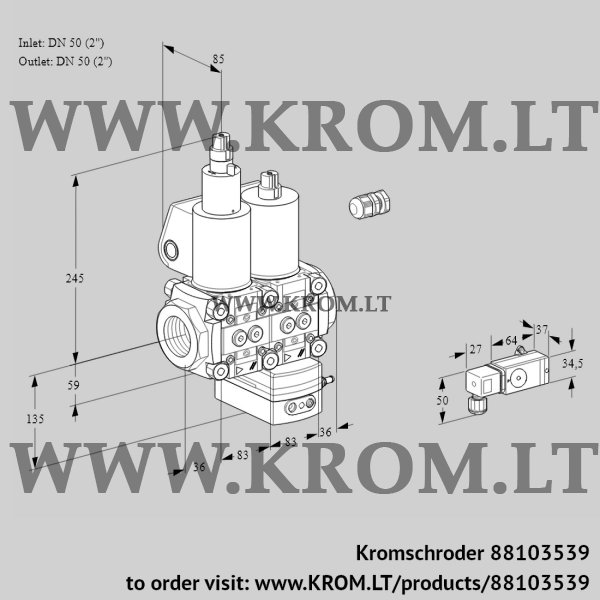 Kromschroder VCD 3E50R/50R05LD-50WL/PP3-/2--4, 88103539 pressure regulator, 88103539