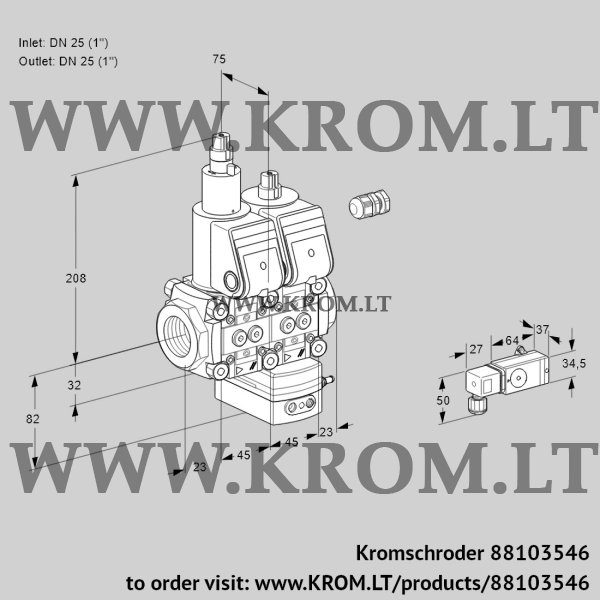 Kromschroder VCD 1E25R/25R05LD-25WR/3--4/MMMM, 88103546 pressure regulator, 88103546