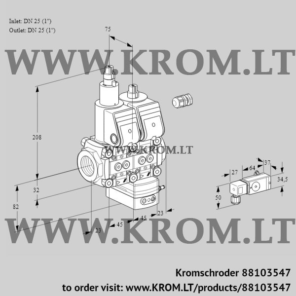 Kromschroder VCD 1E25R/25R05LD-50WR/3--4/MMMM, 88103547 pressure regulator, 88103547