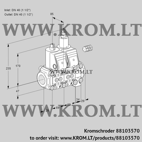 Kromschroder VCS 2E40R/40R05NLVQR/PPPP/PPPP, 88103570 double solenoid valve, 88103570