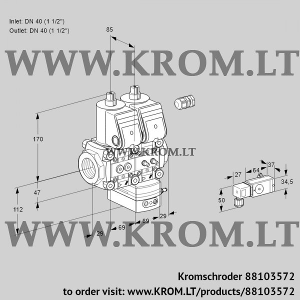 Kromschroder VCG 2E40R/40R05NGEWR/4-MM/3-MM, 88103572 air/gas ratio control, 88103572