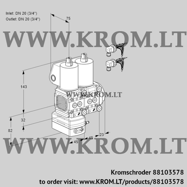 Kromschroder VCG 1E20R/20R05FGENWL6/PPPP/PPPP, 88103578 air/gas ratio control, 88103578