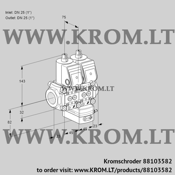 Kromschroder VCD 1E25R/25R05ND-100WR/PPPP/PPPP, 88103582 pressure regulator, 88103582