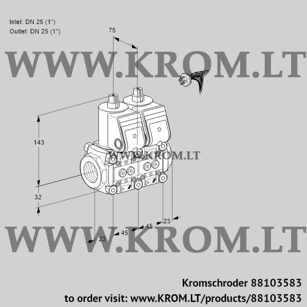 Kromschroder VCS 1E25R/25R05NNKR3/PPPP/PPPP, 88103583 double solenoid valve, 88103583