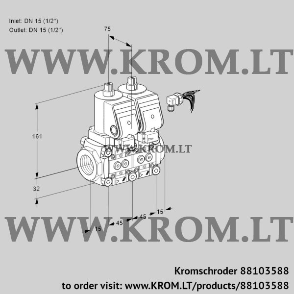 Kromschroder VCS 1E15R/15R05NNWSR3/PPPP/PPPP, 88103588 double solenoid valve, 88103588