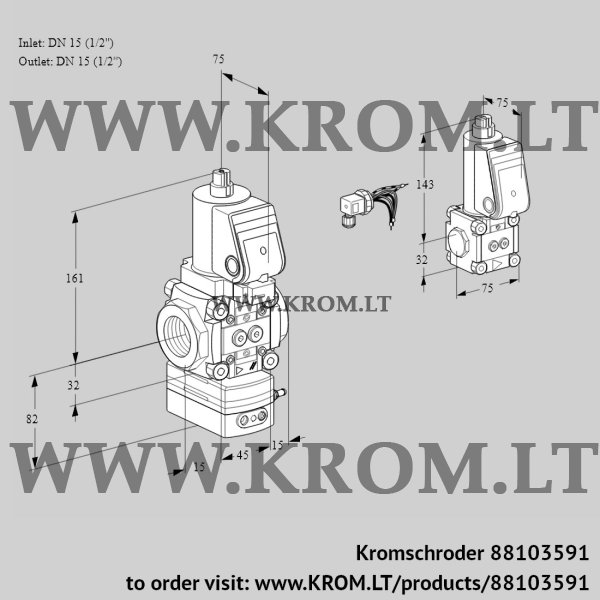 Kromschroder VAG 1E15R/15R05GEWSR/PP/ZS, 88103591 air/gas ratio control, 88103591