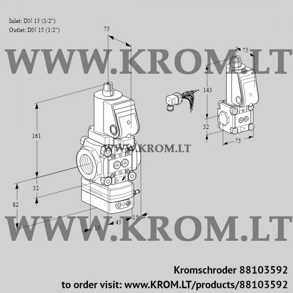 Kromschroder VAG 1E15R/15R05GEWSR/PP/ZS, 88103592 air/gas ratio control, 88103592