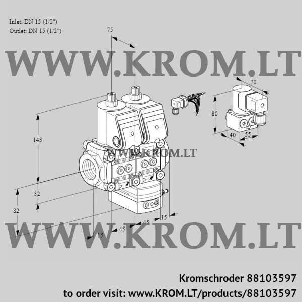 Kromschroder VCG 1E15R/15R05NGEWR/PPPP/PPBY, 88103597 air/gas ratio control, 88103597