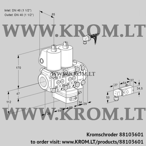 Kromschroder VCG 2E40R/40R05NGEVWL/PPPP/-3PP, 88103601 air/gas ratio control, 88103601