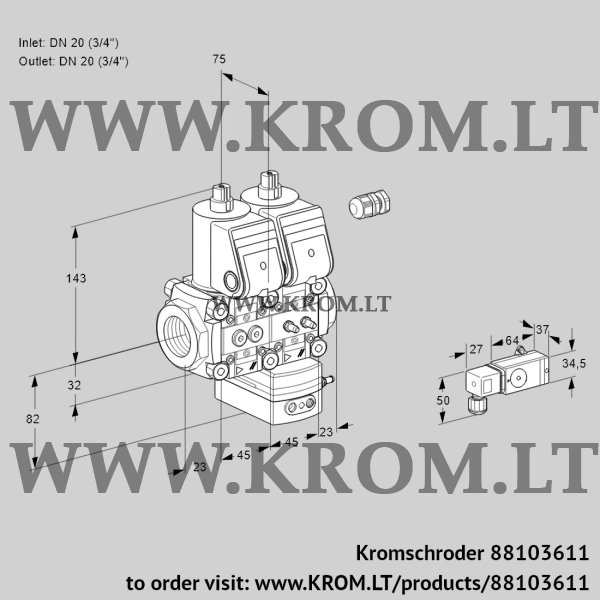 Kromschroder VCD 1E20R/20R05ND-25WR/3-MM/PPPP, 88103611 pressure regulator, 88103611