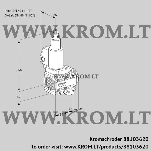 Kromschroder VAS 2T40N/40N05FLVQSL/PP/PP, 88103620 gas solenoid valve, 88103620