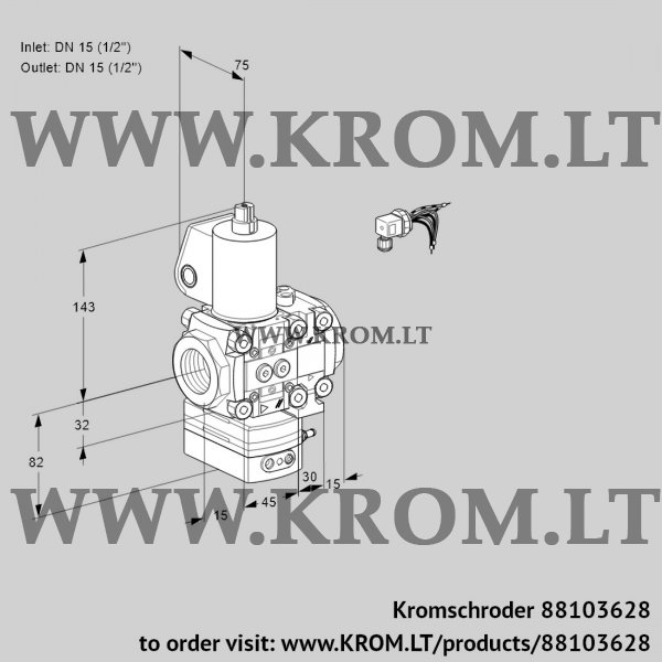 Kromschroder VAG 1E15R/15R05GEVWL/PP/PP, 88103628 air/gas ratio control, 88103628