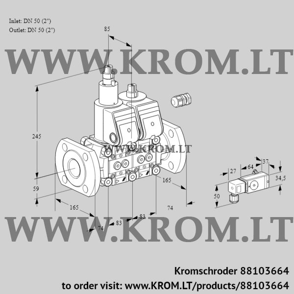 Kromschroder VCS 3E50F/50F05LNWR/PP2-/PPMM, 88103664 double solenoid valve, 88103664