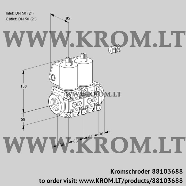 Kromschroder VCS 3E50R/50R05NNKL/PPPP/PPPP, 88103688 double solenoid valve, 88103688