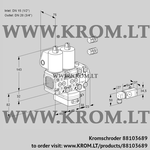 Kromschroder VCG 1E15R/20R05FNGEVWL3/PPPP/PP2-, 88103689 air/gas ratio control, 88103689