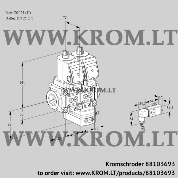 Kromschroder VCG 1T25N/25N05NGKQSR/2--2/MMPP, 88103693 air/gas ratio control, 88103693